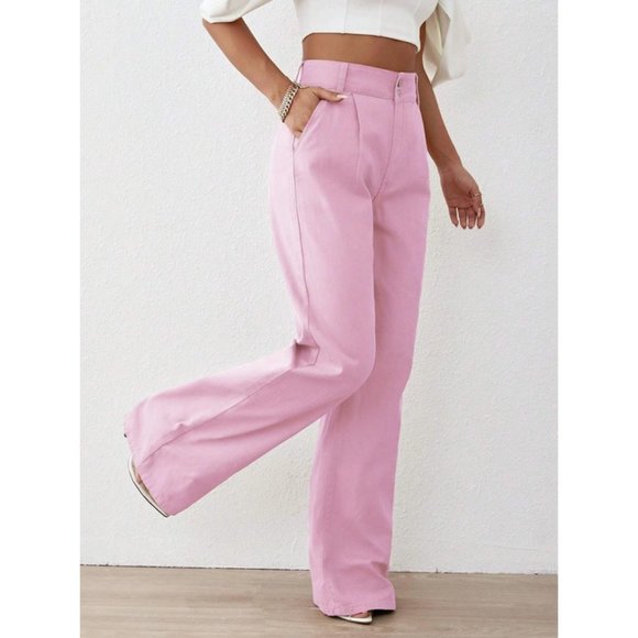 Pink High Waist Wide Leg Jeans - Picture 9 of 10